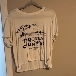 White Graphic Tee with Tequila Country Print